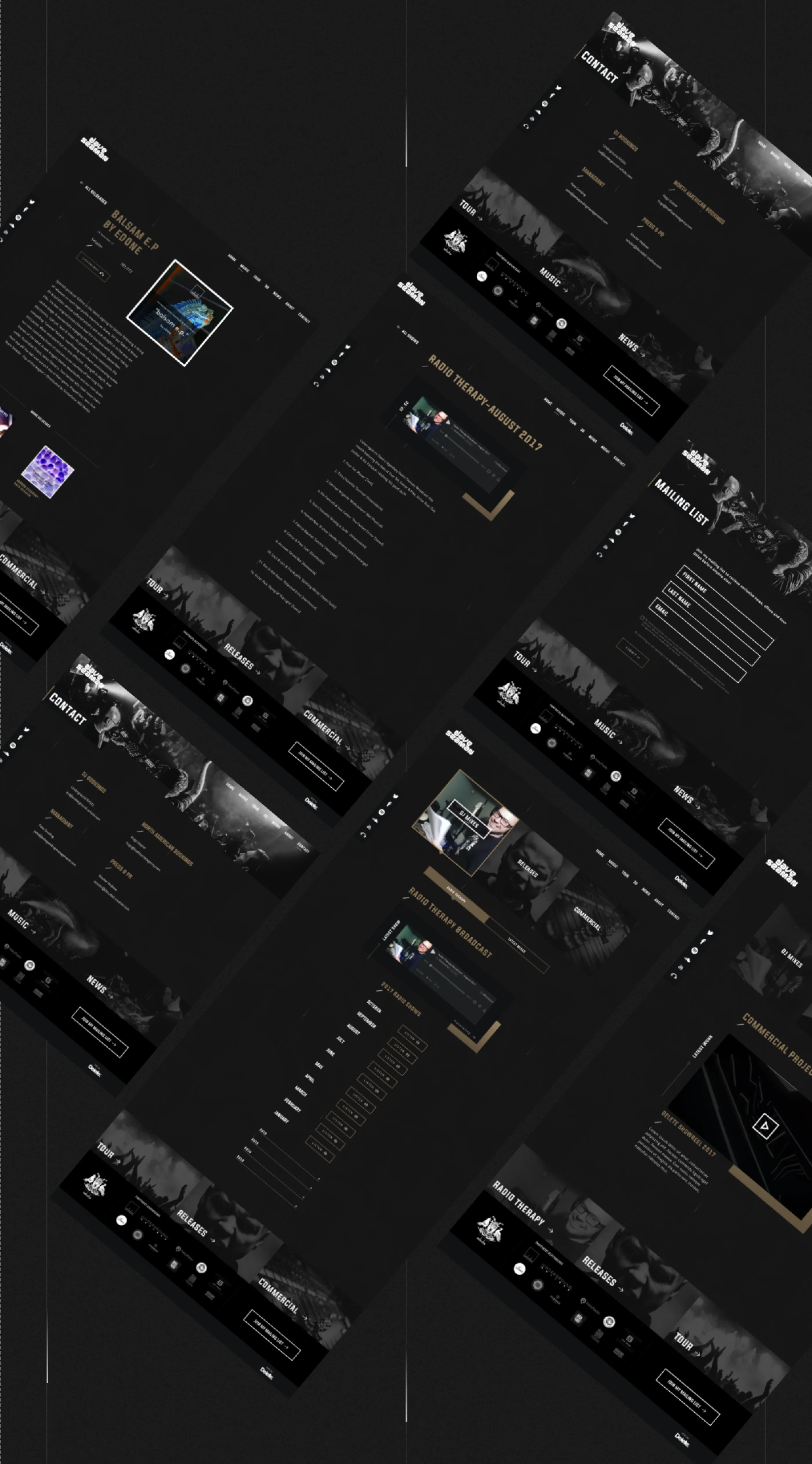 News, gallery and the mobile site — the phone designs over the news and social layouts