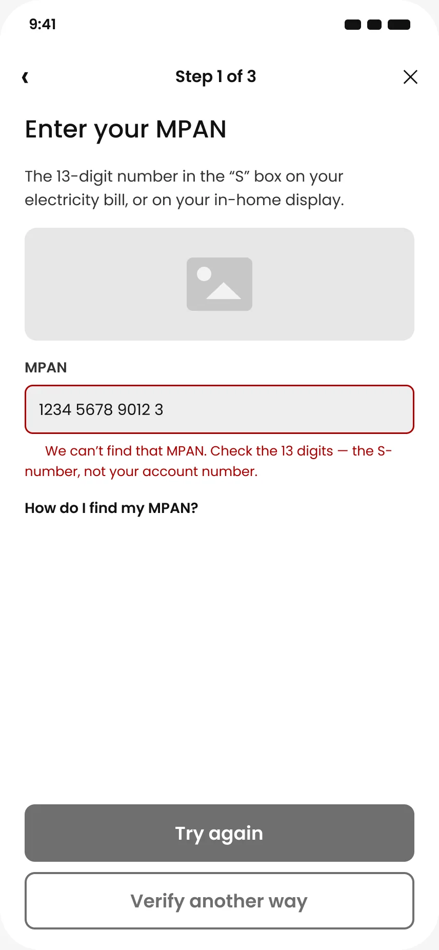 MPAN not valid
