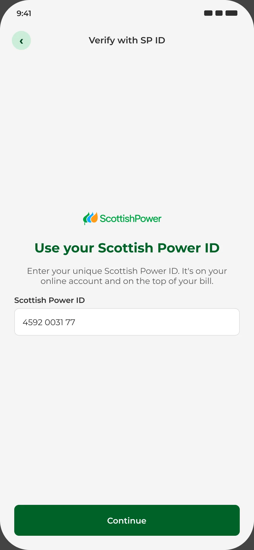 Use your Scottish Power ID